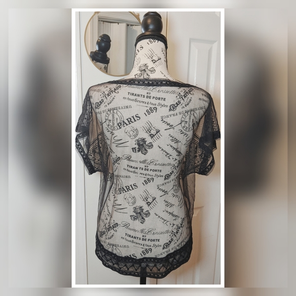 Free People Sheer Black Lace Top (✔️measurements) - Picture 3 of 6
